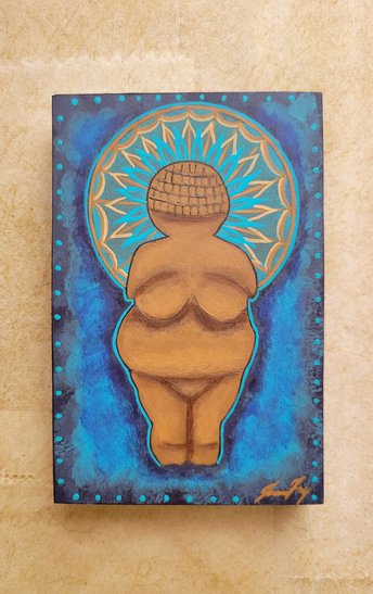 Willendorf - Original Painting on Birch Wood Canvas 4x6 