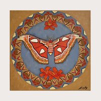 Atlas Moth and Tiger Lilies- Original Mandala Painting 12x12