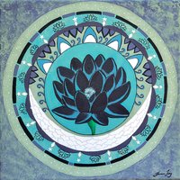 Black Lotus Mandala - Original Painting 12x12