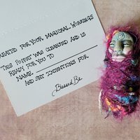 Conjuring Crone - OOAK Clay Poppet with Fabric Pouch 