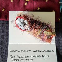 Conjuring Crone - OOAK Clay Sculpted Poppet with Fabric Pouch