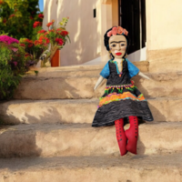 Frida Kahlo OOAK Art Doll - Cloth and Clay Wall Art