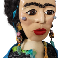 Frida Kahlo OOAK Art Doll - Cloth and Clay Wall Art