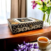 Botanical Nature Celestial Bee Altered Cigar Box - Tarot Crystal Storage 