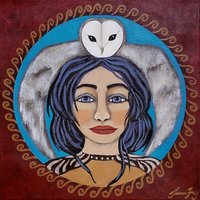 Minerva and her Owl - Original Painting 10x10
