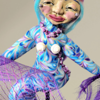 Myrtle - OOAK Beaded Mermaid Art Doll on Display Stand