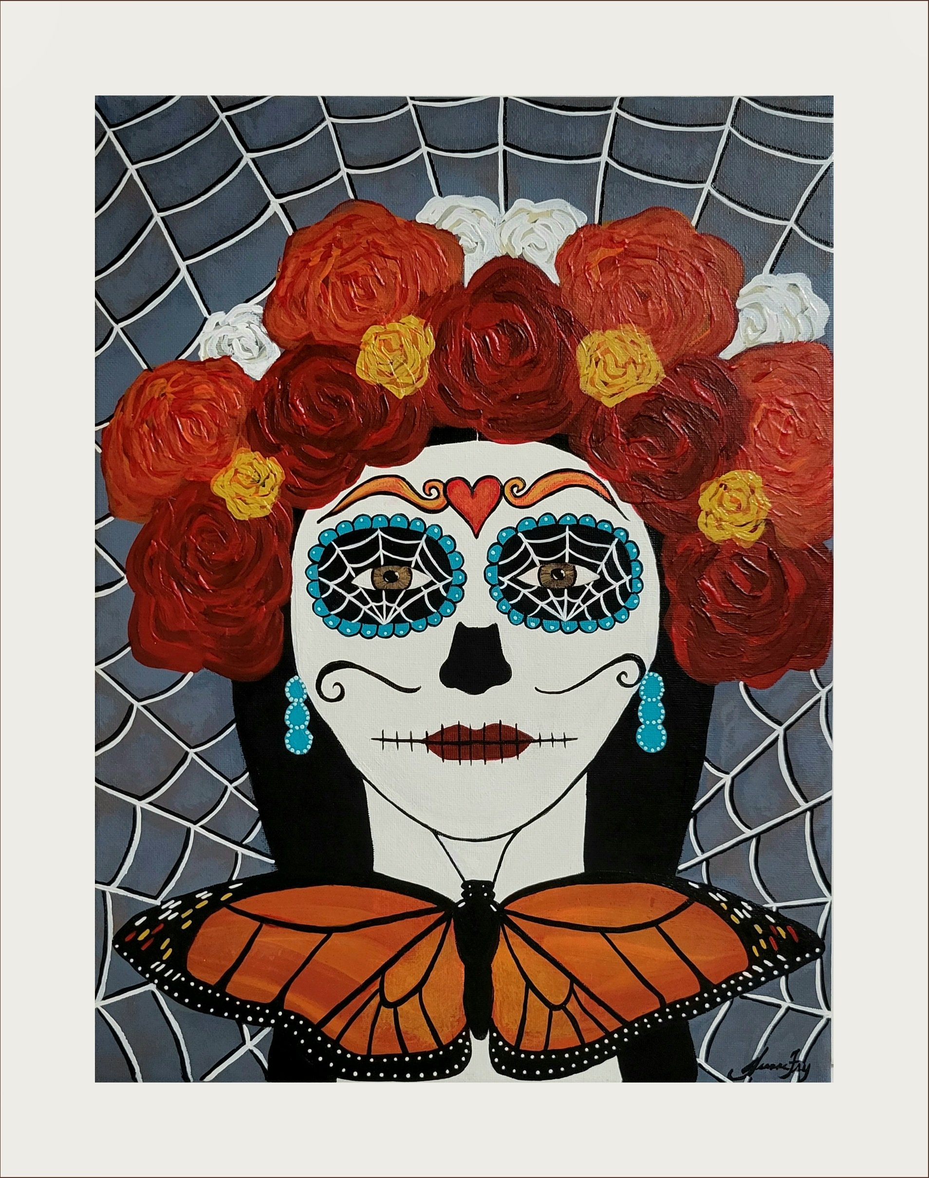 Day of the Dead - Her Monarch Guide - Original Painting 12x16