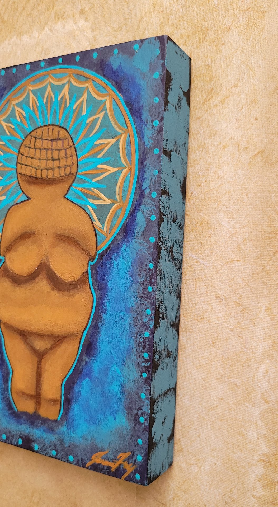 Willendorf - Original Painting on Birch Wood Canvas 4x6 