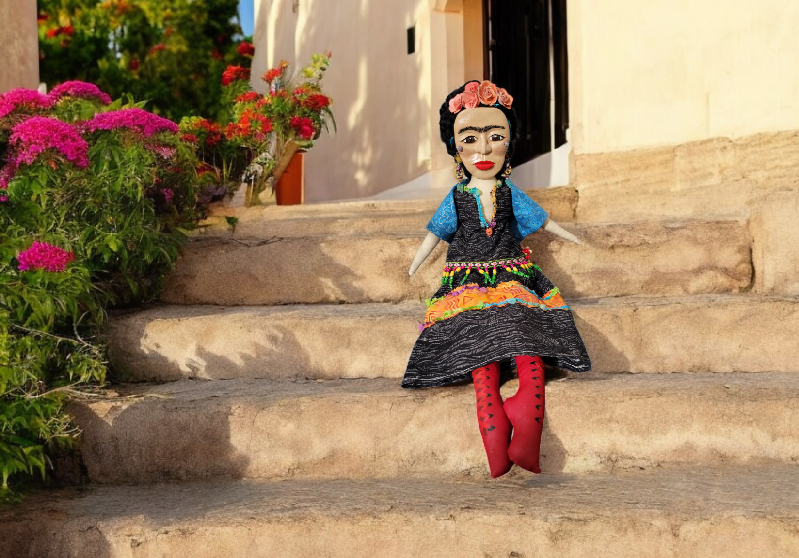 Frida Kahlo OOAK Art Doll - Cloth and Clay Wall Art