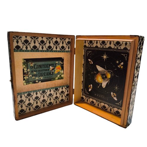 Botanical Nature Celestial Bee Altered Cigar Box - Tarot Crystal Storage 