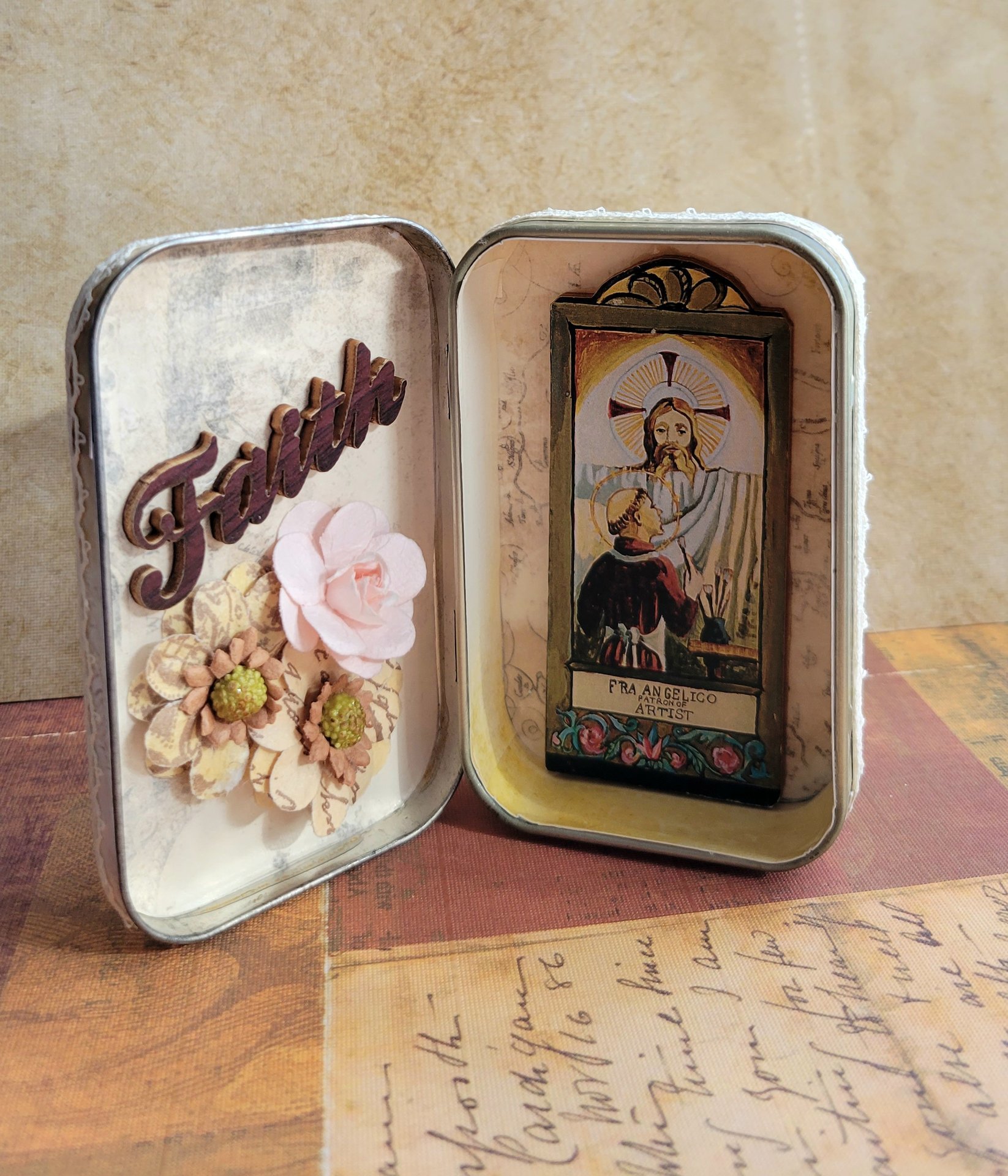 Saint Fra Angelico - Mixed Media Miniature Shrine- Artful Box