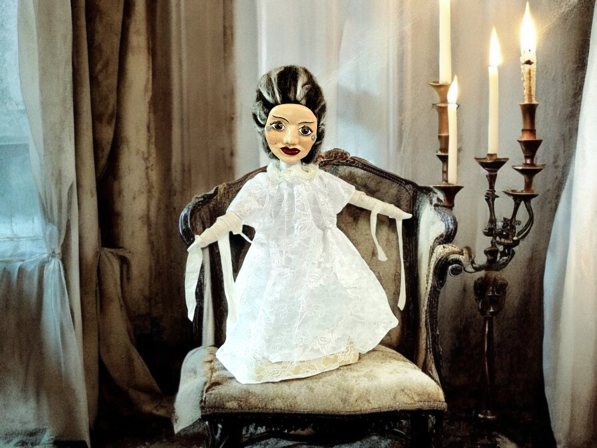 Bride of Frankenstein  - OOAK Art Doll - Spooky Women