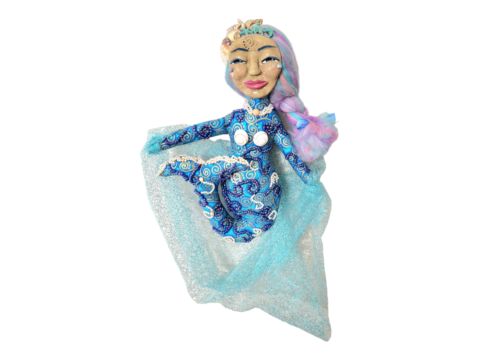 OOAK Beaded  Mermaid Art Doll - Lana of the Calm Waters