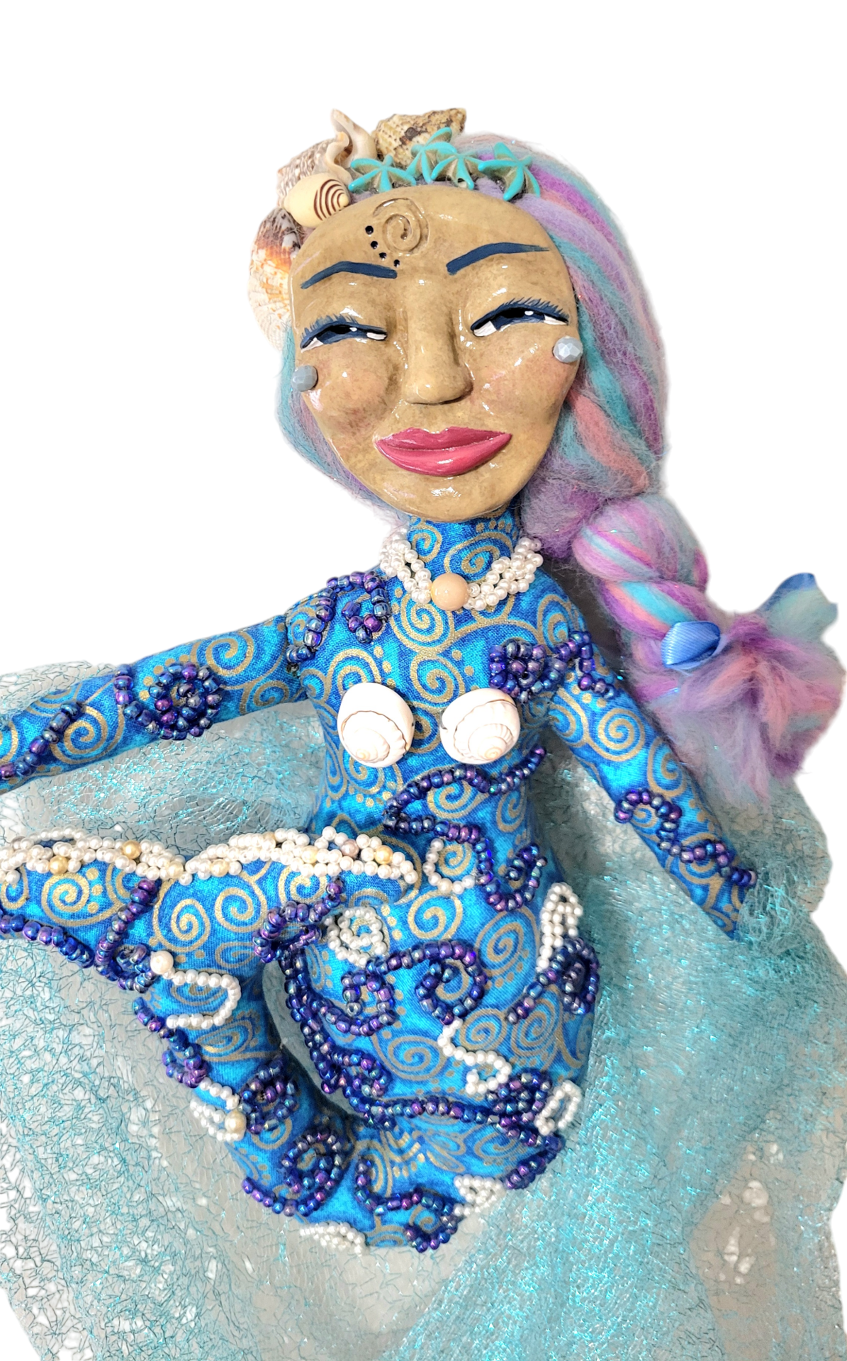 OOAK Beaded  Mermaid Art Doll - Lana of the Calm Waters