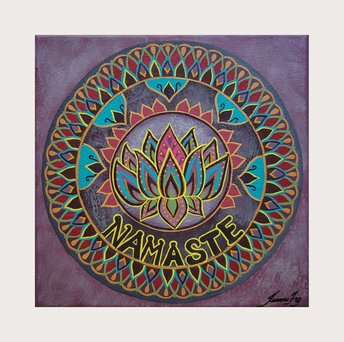 Namaste - Original Mandala Painting on Canvas 8x8