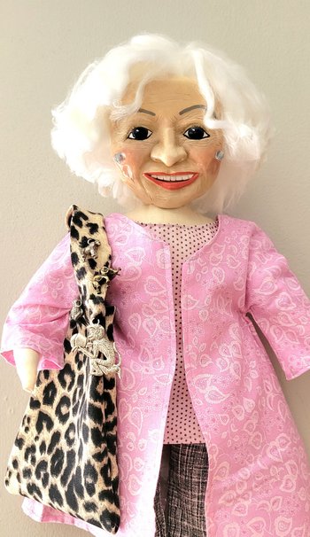 Betty White - OOAK Art Doll with Miniature Tote Bag