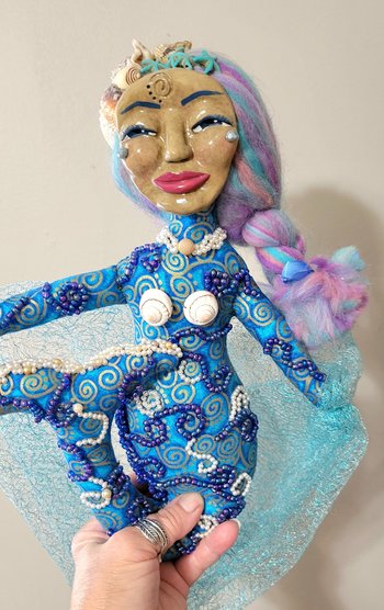 OOAK Beaded  Mermaid Art Doll - Lana of the Calm Waters