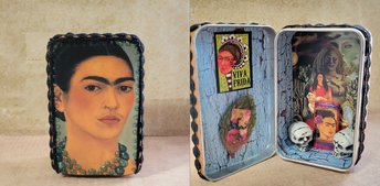 Frida Kahlo -  Mixed Media Miniature Shrine  - Altered Box